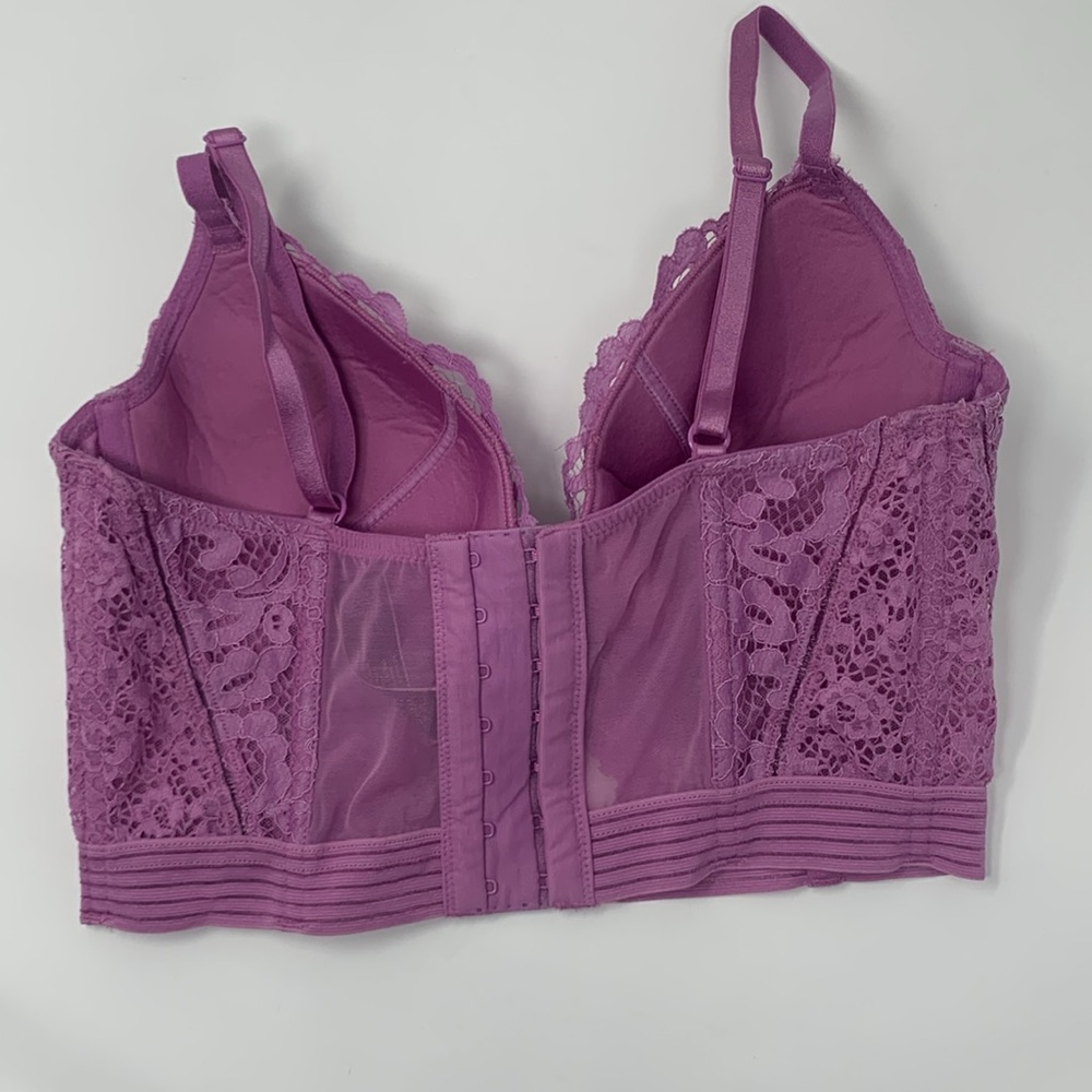 Victoria secret very sexy lined plunge lace floral corset intimate bra 32D - Picture 2 of 7